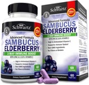 Capsules Elderberry avec du zinc et de la vitamine C pour les adultes - Soutien immunitaire Vitamines pour les femmes et les hommes - Sambucus noir Vitamine Elderberry C et zinc - Supplément multiminéraux de défense immunitaire, 60 Compte