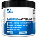 Évlution Nutrition L-Arginine + L-Citrulline - Endurance + Supplément performance d'entraînement - 2000mg Complexe - Vasodilation + Support à l'oxyde nitrique - Vegan + Poudre sans gluten - 75 portions