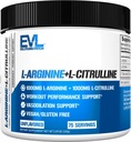Évlution Nutrition L-Arginine + L-Citrulline - Endurance + Supplément performance d'entraînement - 2000mg Complexe - Vasodilation + Support à l'oxyde nitrique - Vegan + Poudre sans gluten - 75 portions