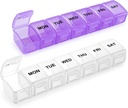 Petit organisateur de pilules 2 fois par jour, 2 packs 7 jours Pill Box 1 fois par jour, voyage amical Jour soir organisateur de vitamines, contenant hebdomadaire de pilules