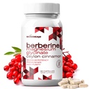 Berberine HCL Supplément de glycinate de magnésium - 1800mg Capsules haute pureté avec cannelle Ceylan - Pilule sans sucre sans gluten pour hommes