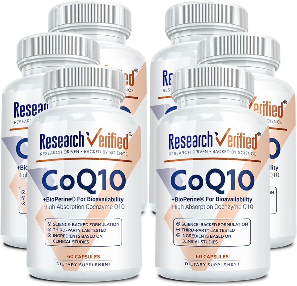 Recherche Verified CoQ10-100% Pure Extra Strength 300mg CoQ10 – Amélioration de l'absorption et de la biodisponibilité avec la biopérine - Boost antioxydant niveaux, améliorer la santé cardiovasculaire, 360 gélules végétaliennes