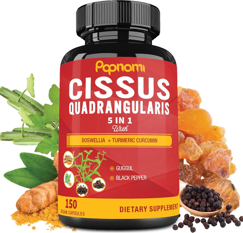 Capsules Premium Cissus Quadrangularis avec Boswellia, Guggul, Turmeric, Extrait de poivre noir - 150 Capsules - 5 mois d'approvisionnement