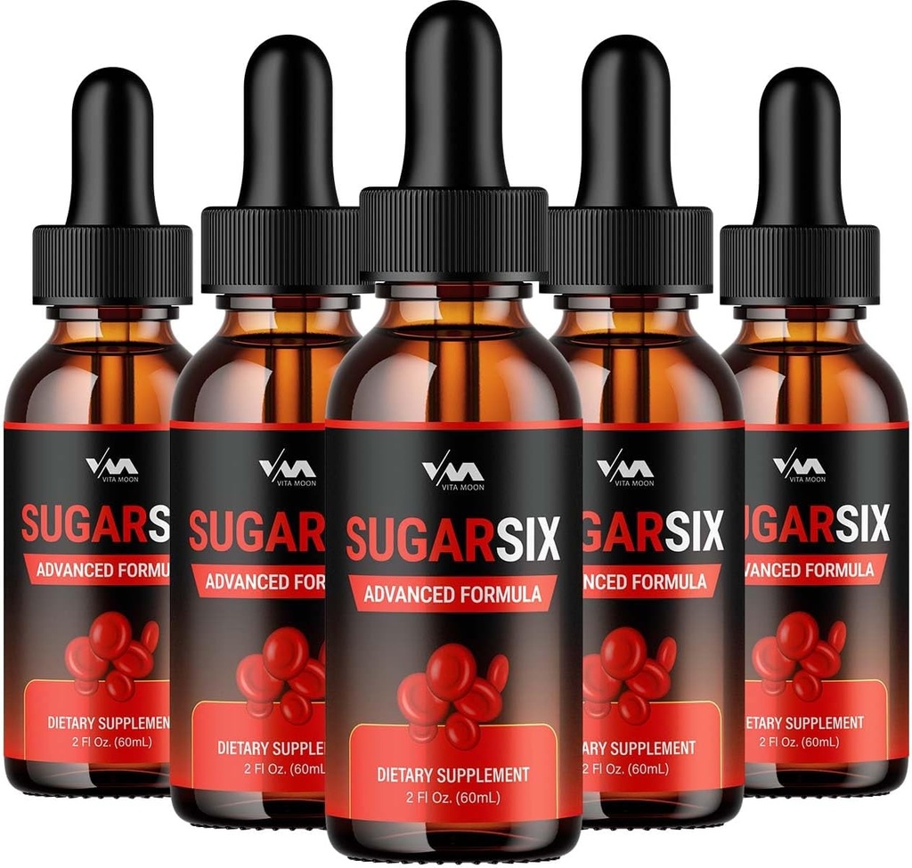 (5 Pack) SugarSix goutte supplément de soutien de vitamines saines - Sucre Six Formule avancée, Sucre Six 24 heures liquide, SucreSix Énergie et Examens de force supplémentaire, 5 mois d'approvisionnement