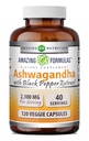Formules étonnantes Racine d'Ashwagandha avec supplément d'extrait de poivre noir $ 2100 Mg par service $ Supplément de capsules de légumes $ Non-GMO $ Sans gluten $ Fabriqué aux États-Unis (1 Pack, 120 Compte)