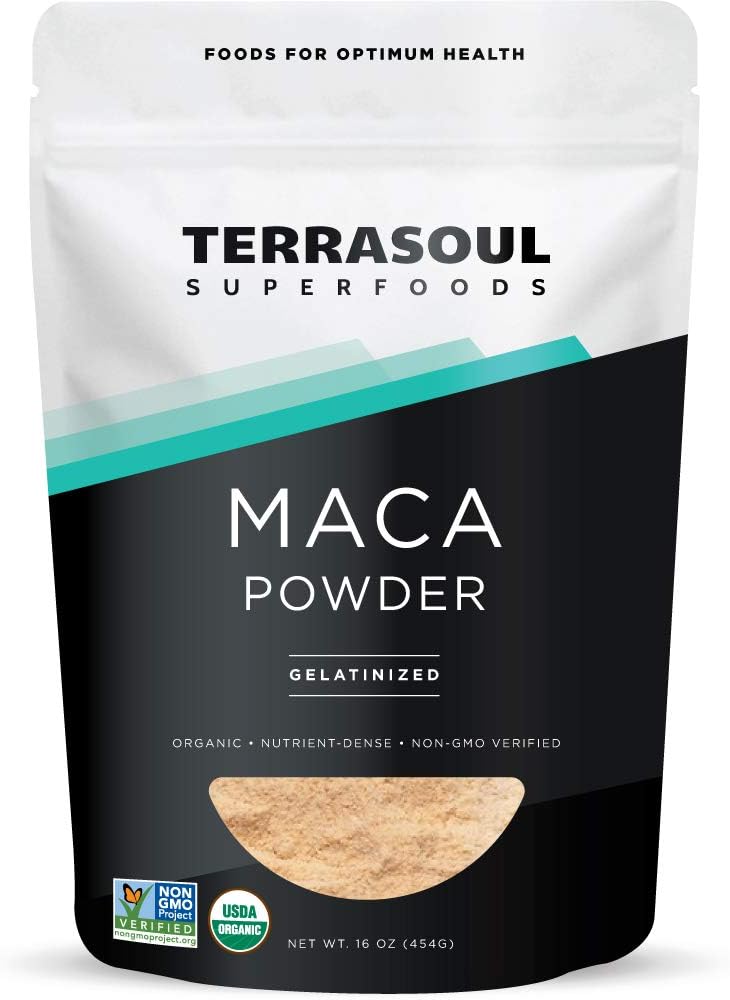 Terrasoul Superfoods Poudre de maca gélatinisée biologique, 16 oz, Hormone Balance, Energy Boost et Superfood Smoothies avec racine de maca péruvienne, gélatinisée pour une digestion facile