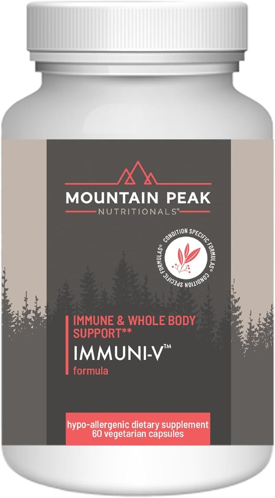 Mountain Peak Nutritionals Immuni-V - Système immunitaire et complément de soutien du corps entier - Booster antioxydant naturel avec acide humique, extrait d'olive, et mûrier (60 capsules végétariennes)