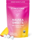 Pink Stork Organic Mango Sweets with Vitamine B6 for Morning Sickness and Motion Sickness, Added Ginger & Vitamine B6, 1st Trimester Grossesse Doit avoir - 30 bonbons enrobés