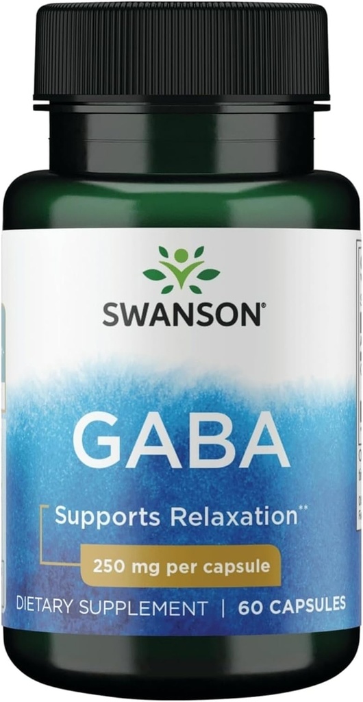 Swanson GABA Gamma Amino Acidbutyric Acid 250 Milligrammes 60 Capsules
