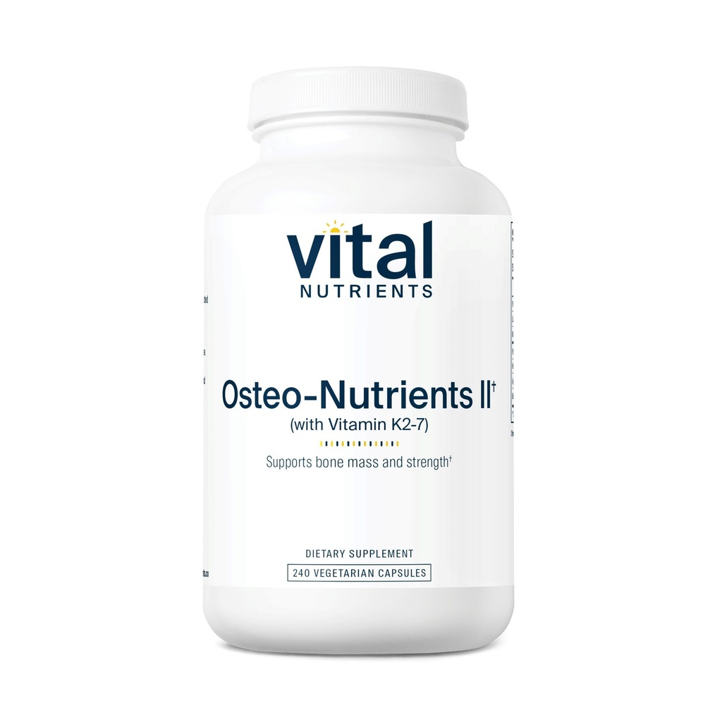 Vital Nutrients Osteo-Nutrients II - Vitamin K2 + D3, Calcium, Boron, and Magnesium for Bone Strength* - Healthy Heart Support - Vegetarian Supplement - Gluten, Dairy, Soy Free - 240 Capsules
