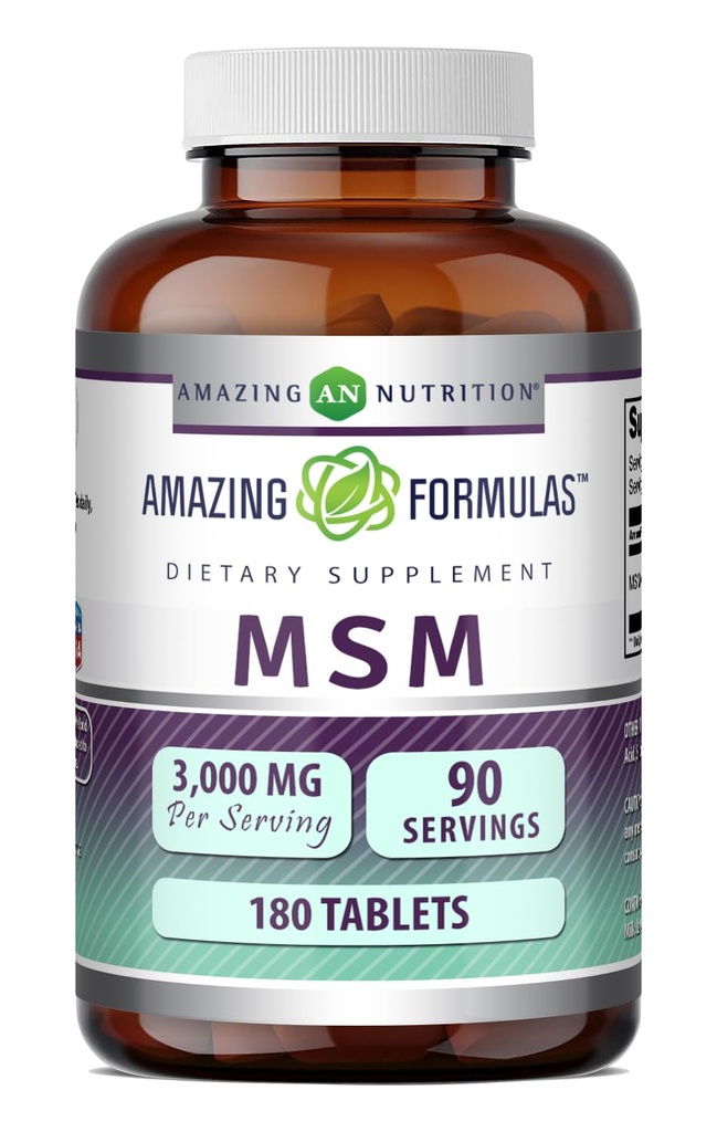 Formules étonnantes MSM (Methylsulfonylméthane) Supplément de 1500 Mg par portion Supplément de 180 comprimés non-OGM)