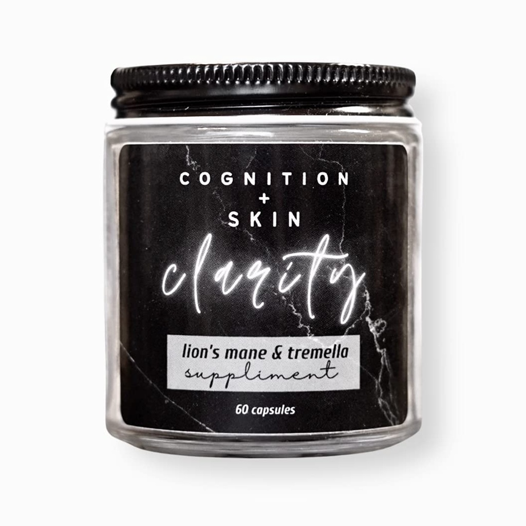 Lion's Mane & Tremella Mushroom Men's Skin Care Acne Supplement: Cognition + CLARITÉ Peau - Guérissez votre peau du dedans! (Vegan)