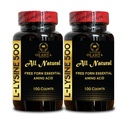 Suppléments L-LYSINE Amino Acid - Supplément Lysine soutient les tissus lipiques et oraux sains, chlorhydrate de lysine acide amino, bilan d'azote - 2 bouteilles 200 Nombres
