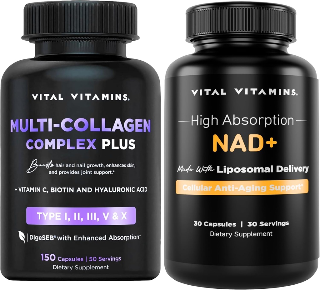 Vitamines vitales Complexe Multi Collagène Plus + NAD+ Supplément