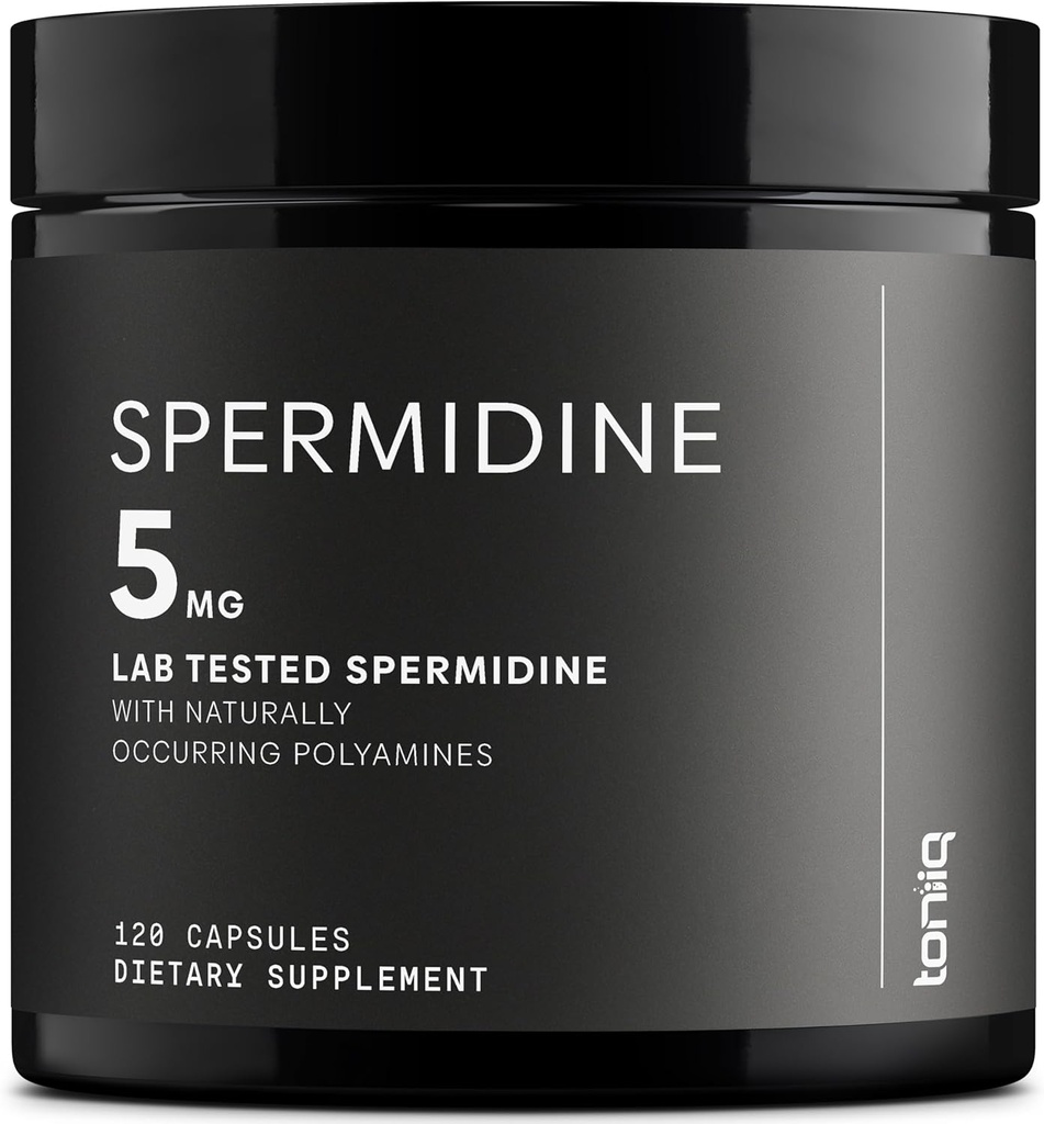 Toniiq Ultra Concentré 500mg Suppléments de spermidine pour les hommes et les femmes - Spermidine non synthétique normalisée à pas moins de 1% - 5mg par portion extrait de germe de riz