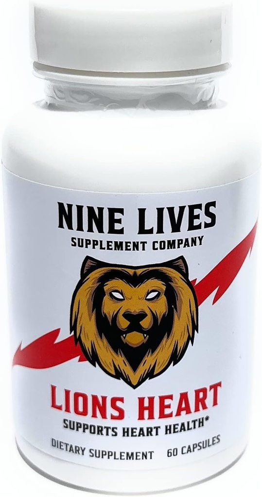 NINE LIVES Lions Heart Daily Life Supplément. CoQ10, Magnésium, L-Carnitine, Tautine, Nattokinase, Niacine