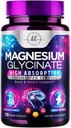 Magnésium Glycinate 1000mg - Haute absorption et chélaté pour soutenir la santé des os, des muscles, des nerfs et du coeur - Sommeil naturel et soutien du stress Femmes et hommes - Vegan, sans gluten et sans soja, sans OGM - 120 capsules