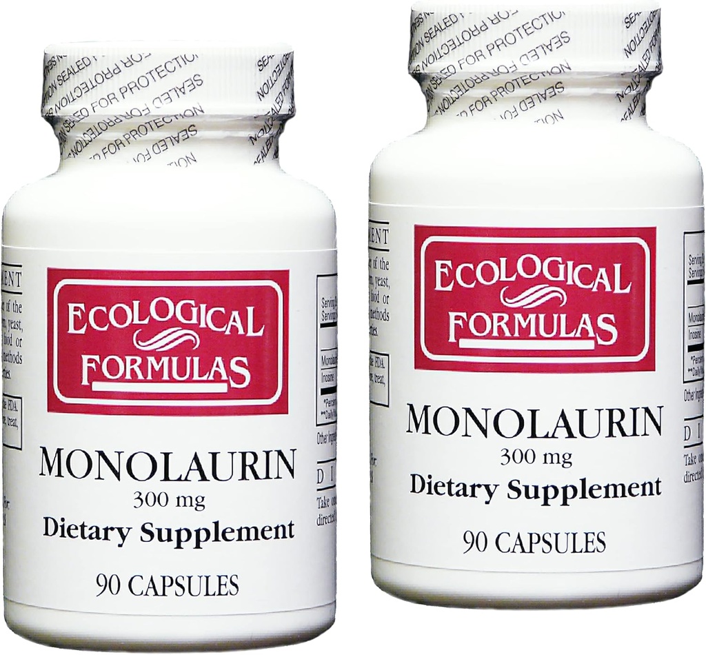 Formules écologiques Monolaurin 300 mg 180 capsules (90 capsules x 2 bouteilles)