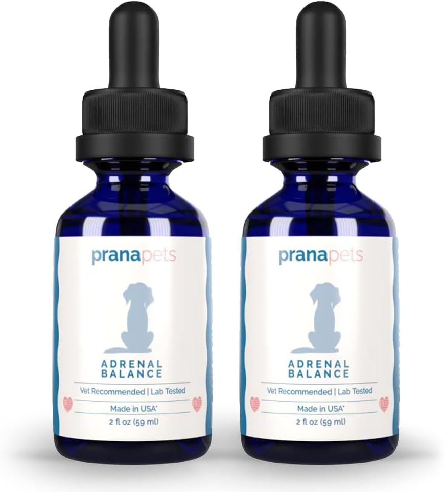 PranaPets Adrenal Balance for Dogs with Cushing's | Naturally Relieves Symptoms of Cushing's Disease in Dogs | Licorice Free Herbal Formula for Dogs with Cushing's Disease - 2 Pack