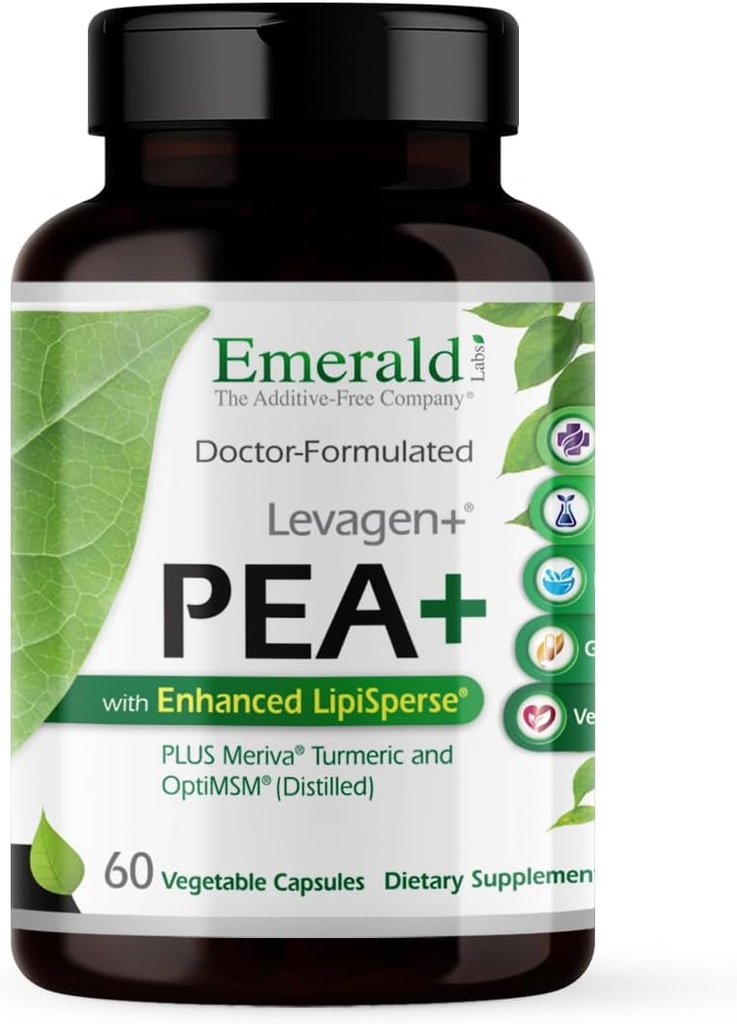 Laboratoires Emerald Pea+ avec Levagen+ - Soutien à la santé des articulations et des muscles avec Meriva Curcumin, OptiMSM & Levagen+ Pea* - Non-OGM, végétalien, sans gluten - 60 capsules végétales