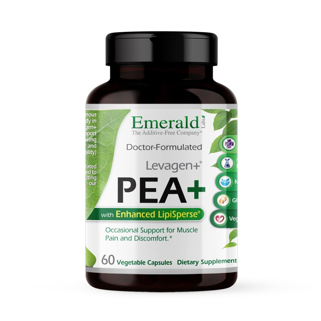 Laboratoires Emerald Pea+ avec Levagen+ - Soutien à la santé des articulations et des muscles avec Meriva Curcumin, OptiMSM & Levagen+ Pea* - Non-OGM, végétalien, sans gluten - 60 capsules végétales
