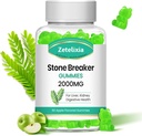 Chanca Piedra Stone Breaker Gummies, supplément à base de plantes biologiques pour le nettoyage du rein et la santé de la vésicule, dissolver les pierres de rein, sans sucre, végétalien, non-OGM, saveur de pomme, 60 comte