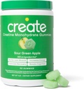 Creatine Monohydrate Gummies for Men & Women - Boost Focus, Strength, and Endurance, Anti-Melting Formula, Vegan, Gluten-Free, Non-GMO, 1.5 Gram Creatine per Gummy (Sour Green Apple, 90 ct)