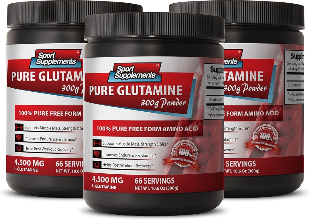 Booster Cerveau et Mémoire - Pure GLUTAMINE Powder 4 500MG - Immune Support, supplément de poudre de glutamine, suppléments de booster d'énergie, l glutamine pre Workout, l glutamine Post Workout 3 bouteille (900g)