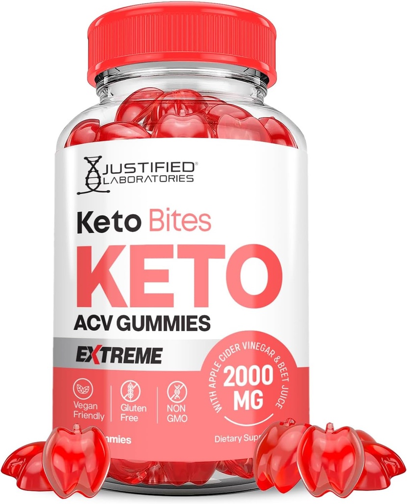 Keto Bits Keto ACV Gummies Extreme 2000MG Keto Bites Keto Gummies Apple Cider Vinegar Formulated with Pomegranate Beet Juice Powder B12 Vegan Non GMO 60 Gummys