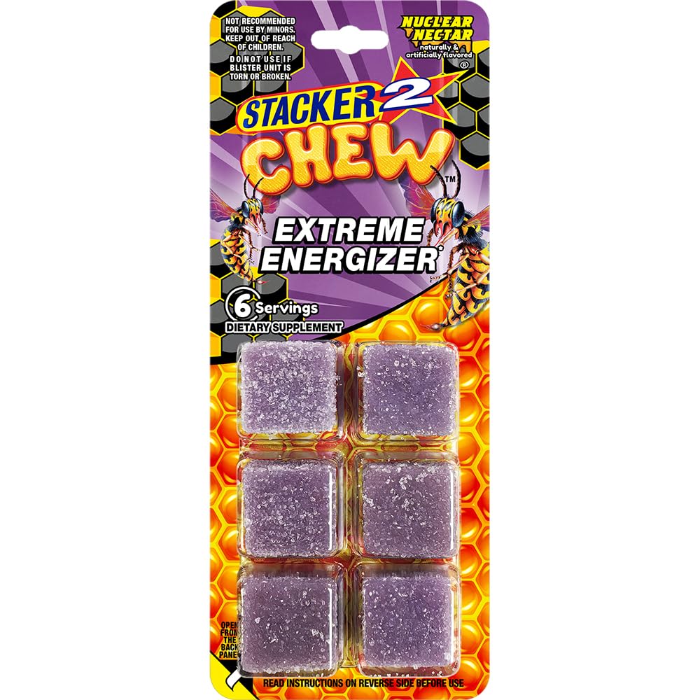 Stacker2 Chew: L'énergie extrême - 6 Gummies Blister Pack
