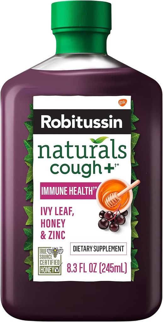 Robitussin Naturals Cough Plus Immune Supplément alimentaire pour le soulagement occasionnel de la toux et le soutien immunitaire - 8,3 Oz