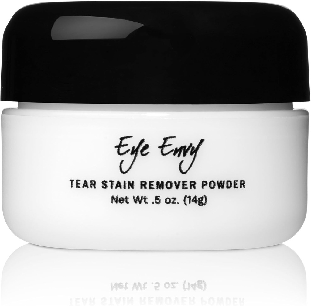 Envy Oeil Tear Stain Remover poudre pour chiens et chats. 100% naturel, sûr. Appliquer autour des yeux. Absorbes et Repels Larmes. Il garde la zone sèche, traite la cause de la coloration. Fabriqué aux États-Unis. (.5 oz)