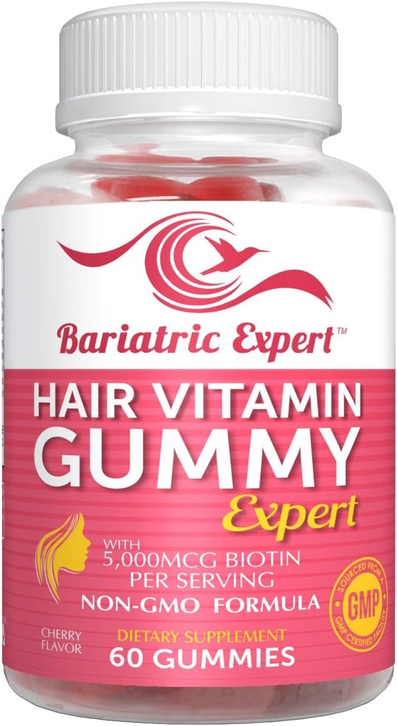 Bariatric Expert Hair Vitamin Gummies – Fast-Melting Dietary Supplement for Adults Post Bariatric Surgery, Nutritionist Recommended, Essential Daily Formula for Optimal Wellness - 60 Count