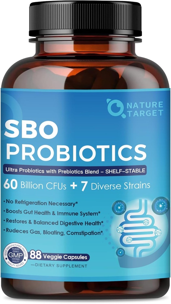 Probiotiques pour les femmes et les hommes Santé digestive,60 milliards d'UFC Spore Probiotiques avec des prébiotiques pour l'immuno, la santé des Guts, soutien probiotique SBO Constipation occasionnelle, gaz et ballonnement, 88 capsules de légumes