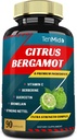 Capsules d'extrait d'agrumes Bergamote avec vitamineC, berbère, quercétine, bromelain, échinacées, poivre noir - 3 mois d'approvisionnement, 90caps