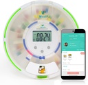 EziMedPil Bluetooth Pill Dispenser w/Sound & Light & App Alert, jusqu'à 9 Alarmes/Jour, Ezi-Read LCD, Frosted Lid & Verrouillé 28 jours Médicament Dispenser pour protéger la vie privée des pilules