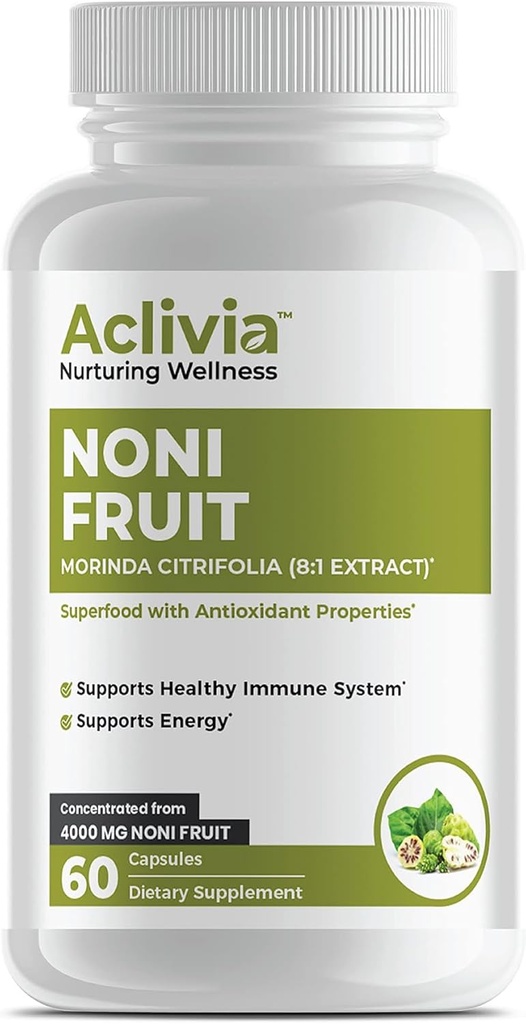 Capsules de fruits noni Hawaïens biologiques 4000 mg - Morinda Citrifolia Supplément - Non-OGM, sans gluten, fabriqués aux États-Unis, sans additifs artificiels (60 Nombre)