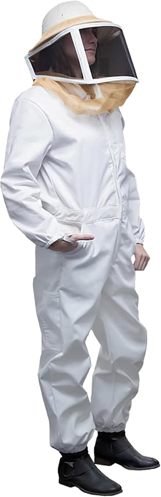 Robe d'abeille Mann Lake Deluxe, équipement d'apiculture avec veil carré zippé, mélange durable de coton 50/50/polyester, costume de protection des abeilles, costume d'apiculture professionnel pour adultes, grande taille