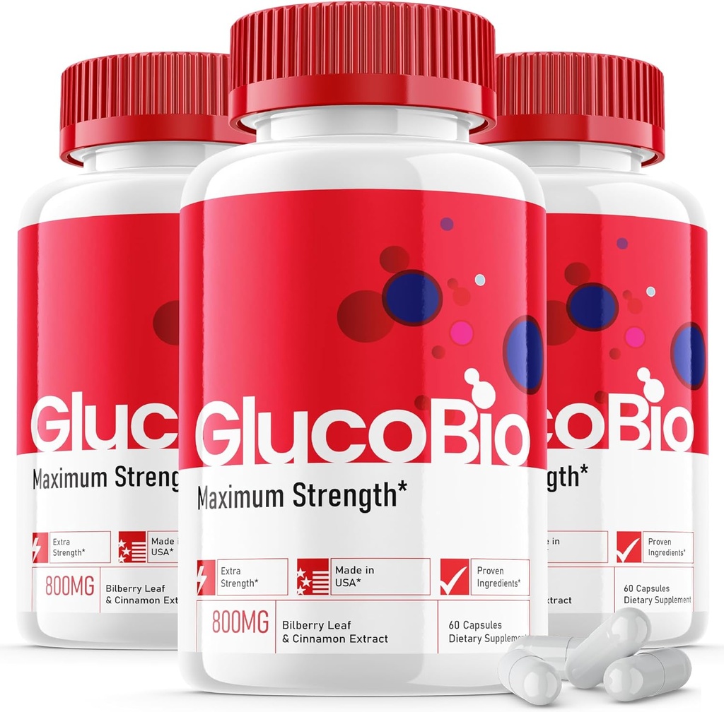 (3 Pack) Glucobio Capsules - Formule officielle - Gluco Bio Support Supplément Vitamine, Glucobio Health Wellness Capsules Maximum Strength, Glucobio, Gluco Bio Pills Advanced Support (180 Capsules)