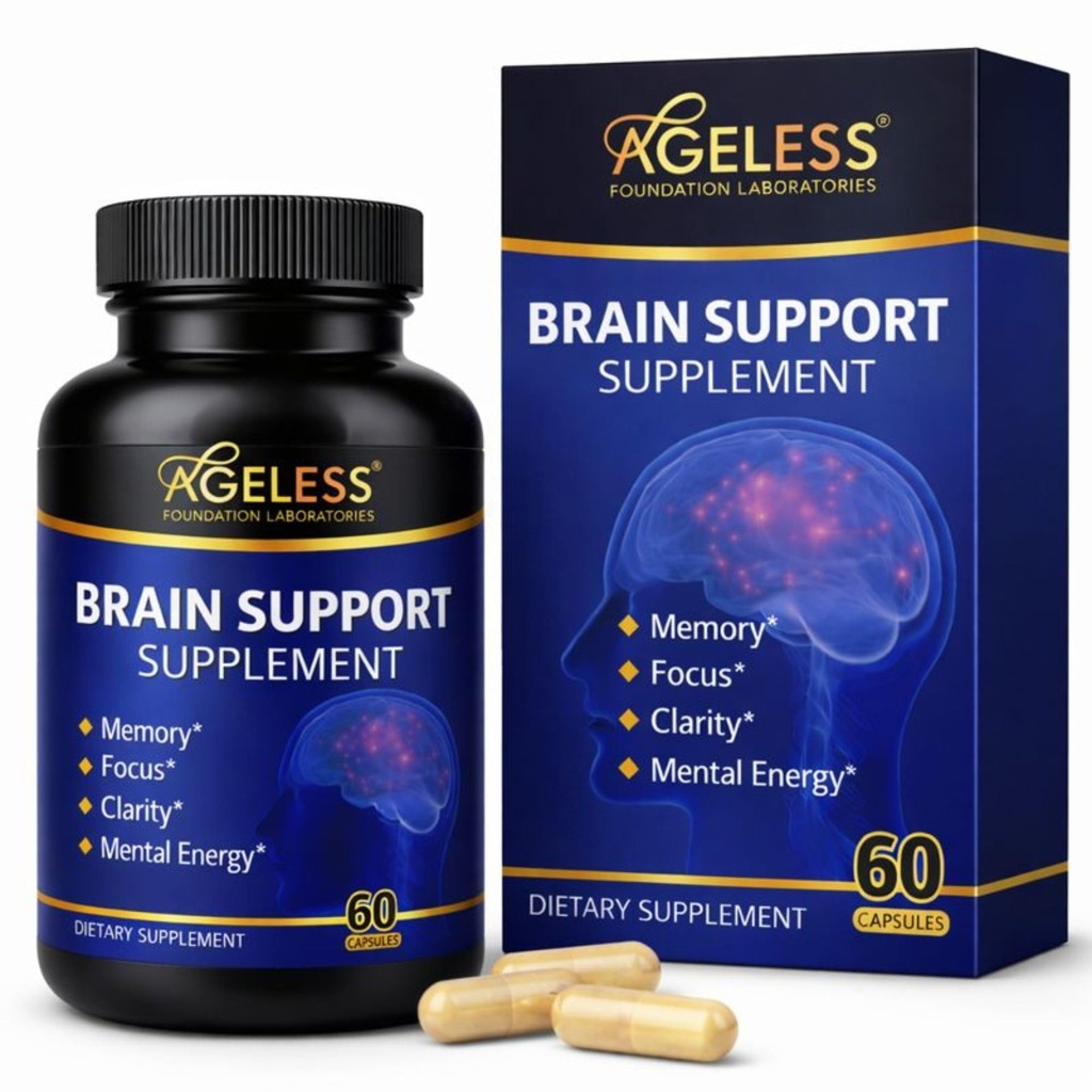 Suppléments sans âge pour le cerveau pour la mémoire et l'amélioration cognitive et focus.