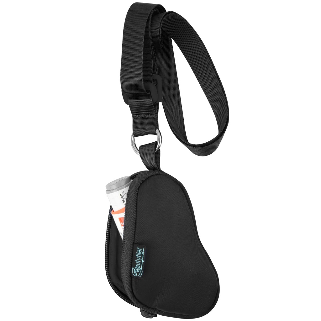 Beautyflier Asthma Inhaler Case Porte-clés porte-clés Travel Handy Mini Sac pour adultes et enfants, ne comprend pas l'inhalateur (noir)