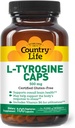 Country Life L-Tyrosine 500mg avec supplément vitamine B6 - Certifié sans gluten, végétarien, kosher, boosts focus & Energy, soutient la santé cérébrale, améliore la clarté mentale, non-OGM - 100 capsules