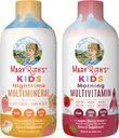 MaryRuth's Liquid Multivitamin (Apple Berry) & Nighttime Multiminéral (Peaches & Cream) pour les enfants.
