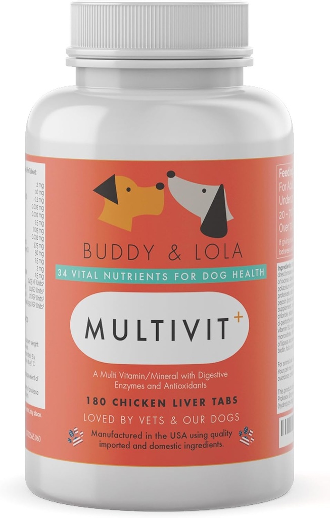 Multivitamines pour chiens Suppléments quotidiens avancés pour améliorer la santé des chiens Multivitamines, nutriments, calcium, enzymes digestives et antioxydants 180 foie de poulet goût à croquer comprimés