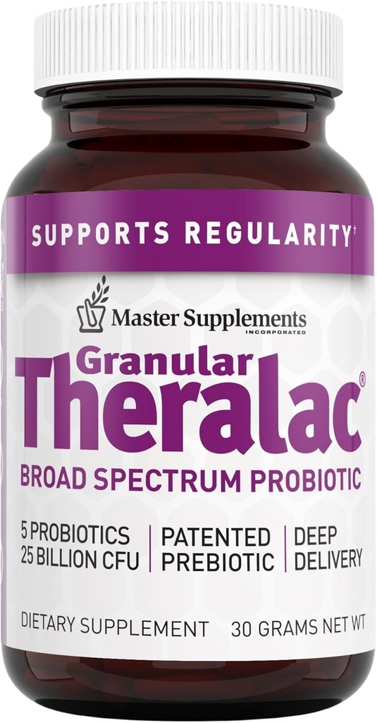 Master Suppléments Granular Theralac - 1,05 oz - Poudre probiotique multi-train pour la santé optimale de la gueule - Idéal pour les enfants - Vegan, sans gluten - 40 portions