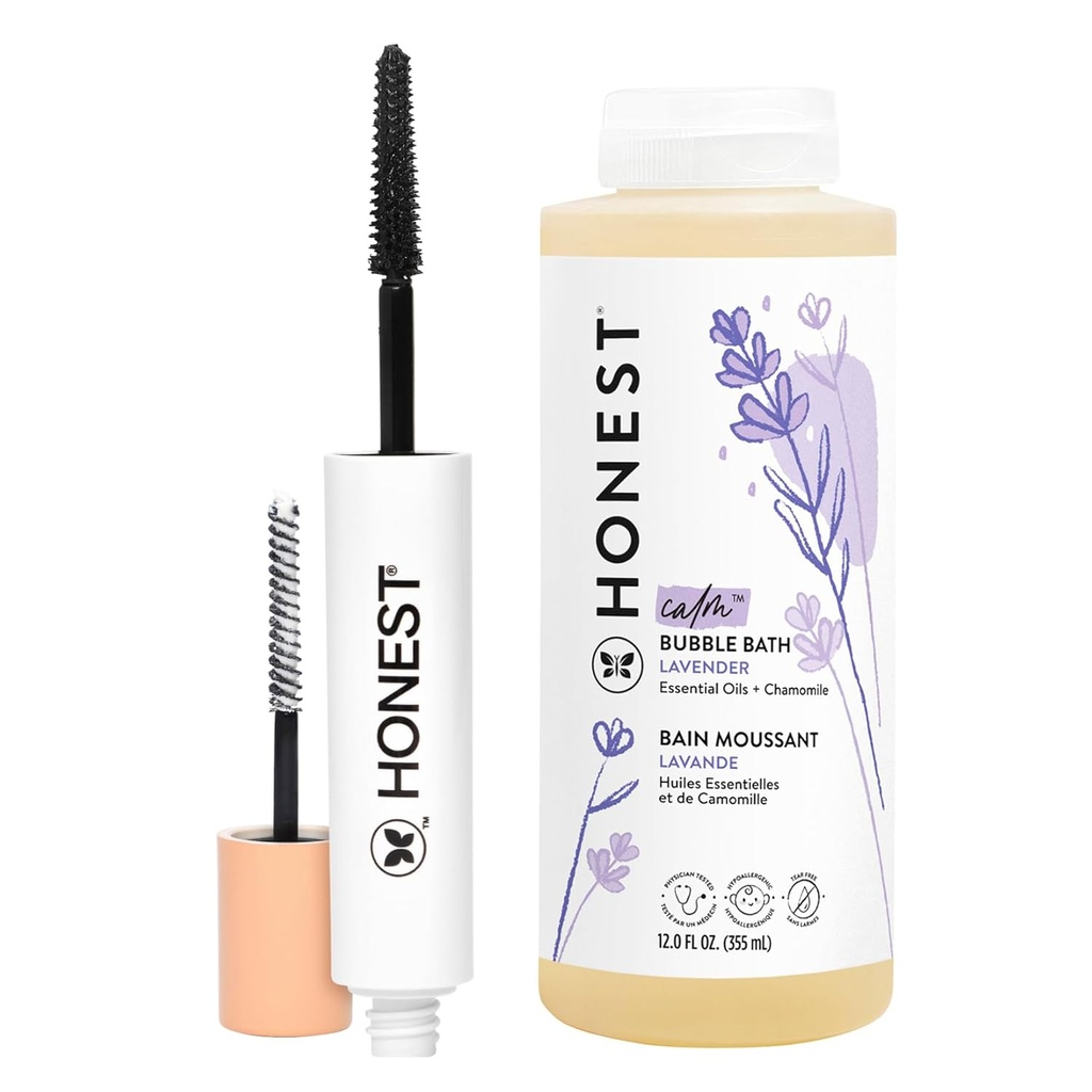 Beauté honnête Extreme Longueur Volumizing Clean Mascara + Honnête Lavande Moussant Bubble Bath Bundle , naturellement dérivée + sans cruauté , 0.27 fl oz, 12 fl oz