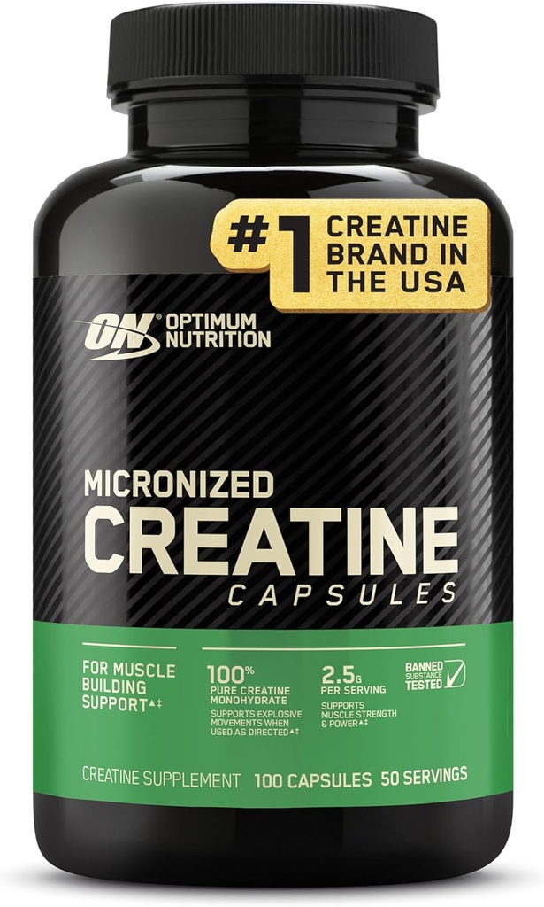 Nutrition Optimum Micronised Creatine Monohydrate Capsules, Keto Friendly, 2500mg, 100 Capsules
