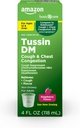 Soins de base Tussin DM, Toux Plus Sirop de congestion thoracique pour les adultes et les 12 ans et plus, Arôme framboise, 4 fl oz (paquet de 1)