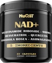 NAD+ Supplément avec Riboside de Nicotinamide, Resvératrol, Quercetin, Turmeric, Rhodiola Rosea - 60 Compte