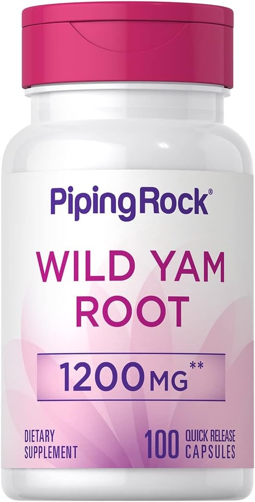 Piping Rock Wild Yam Root Capsules 1200mg , 100 Count , Supplément d'extrait , sans gluten , non-OGM
